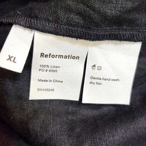 Reformation Lace Pleated Linen Top Black Womens Size XL - Picture 5 of 7